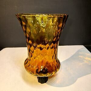 1441.  Amber Glass Peg Votive Tea Light Holder